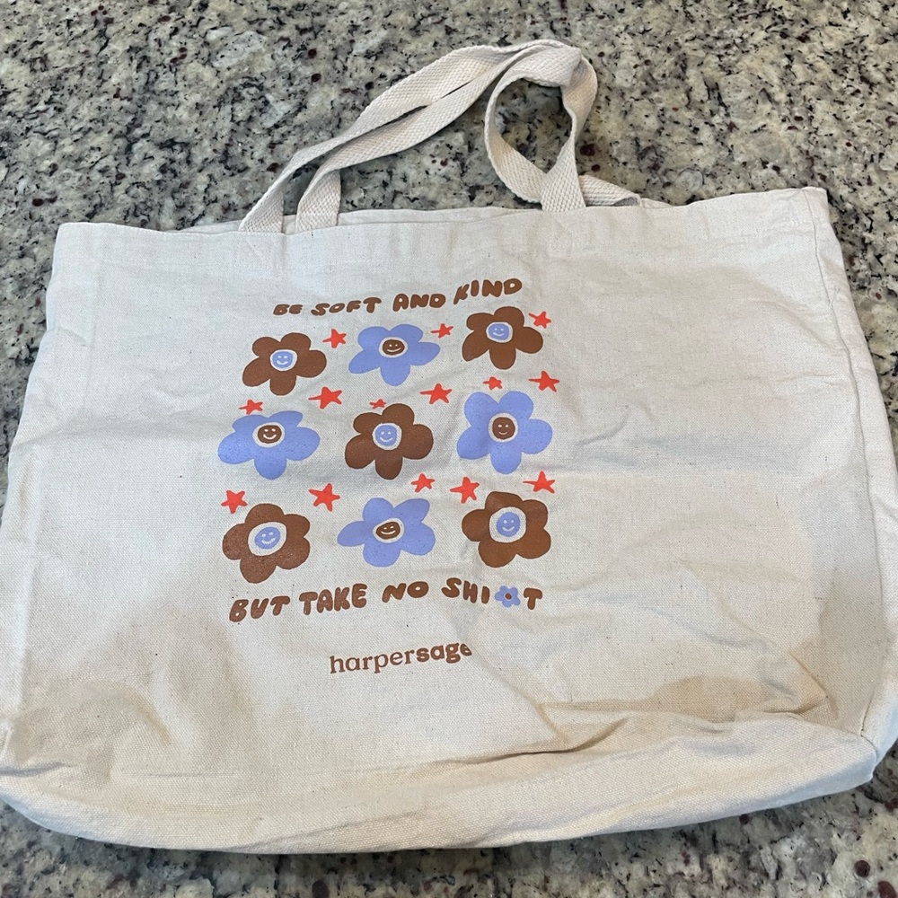 Cream Tote Bag with Floral Design